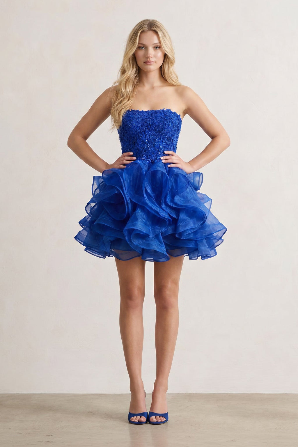 A-line Lace Appliques Organza Short Wedding Guest Dress - Curvevia