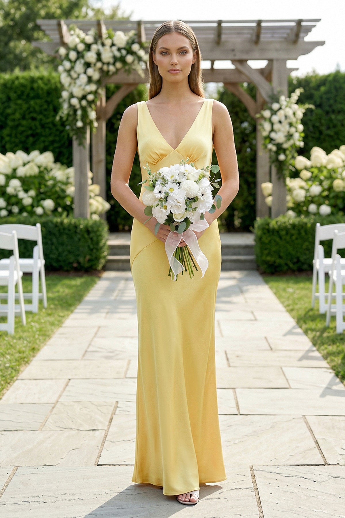 Charming Sheath V Neck  Stretch Satin Bridesmaid Dresses - Curvevia