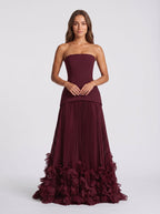 Cabernet Crepe A-Line Straight Neck Lace-up Floor-Length Dress - Curvevia