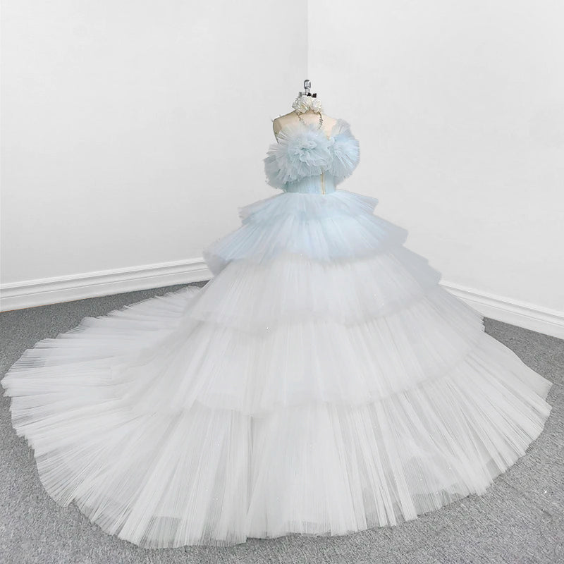Strapless Quinceanera Dress White Ruffles Ball Gown Evening Dress - Curvevia