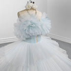 Strapless Quinceanera Dress White Ruffles Ball Gown Evening Dress - Curvevia