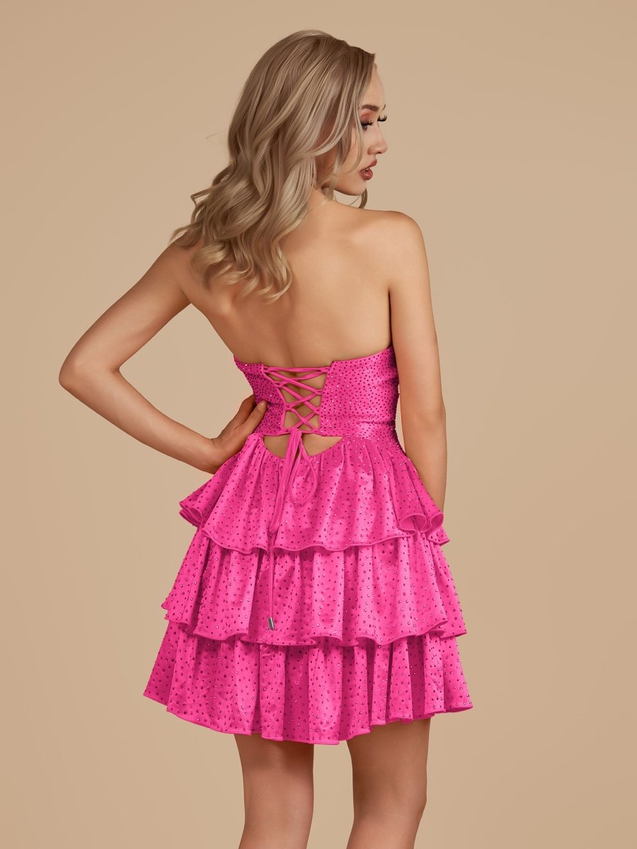 Royal Blue A Line Sweetheart Satin Cut Out Ruffled Homecoming Dresses with Beads - Curvevia