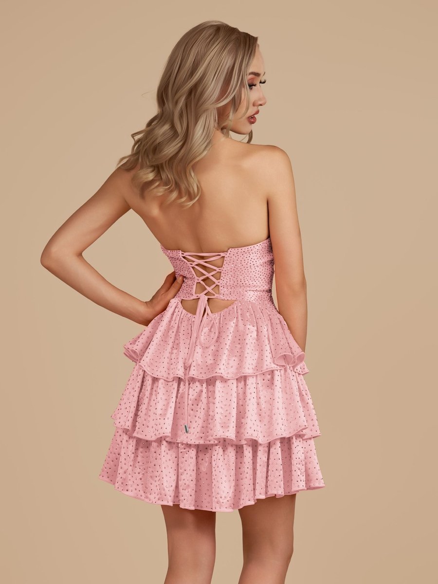 Royal Blue A Line Sweetheart Satin Cut Out Ruffled Homecoming Dresses with Beads - Curvevia
