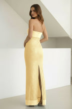 Sage Sheath Strapless Sequined Long Evening Dress - Curvevia