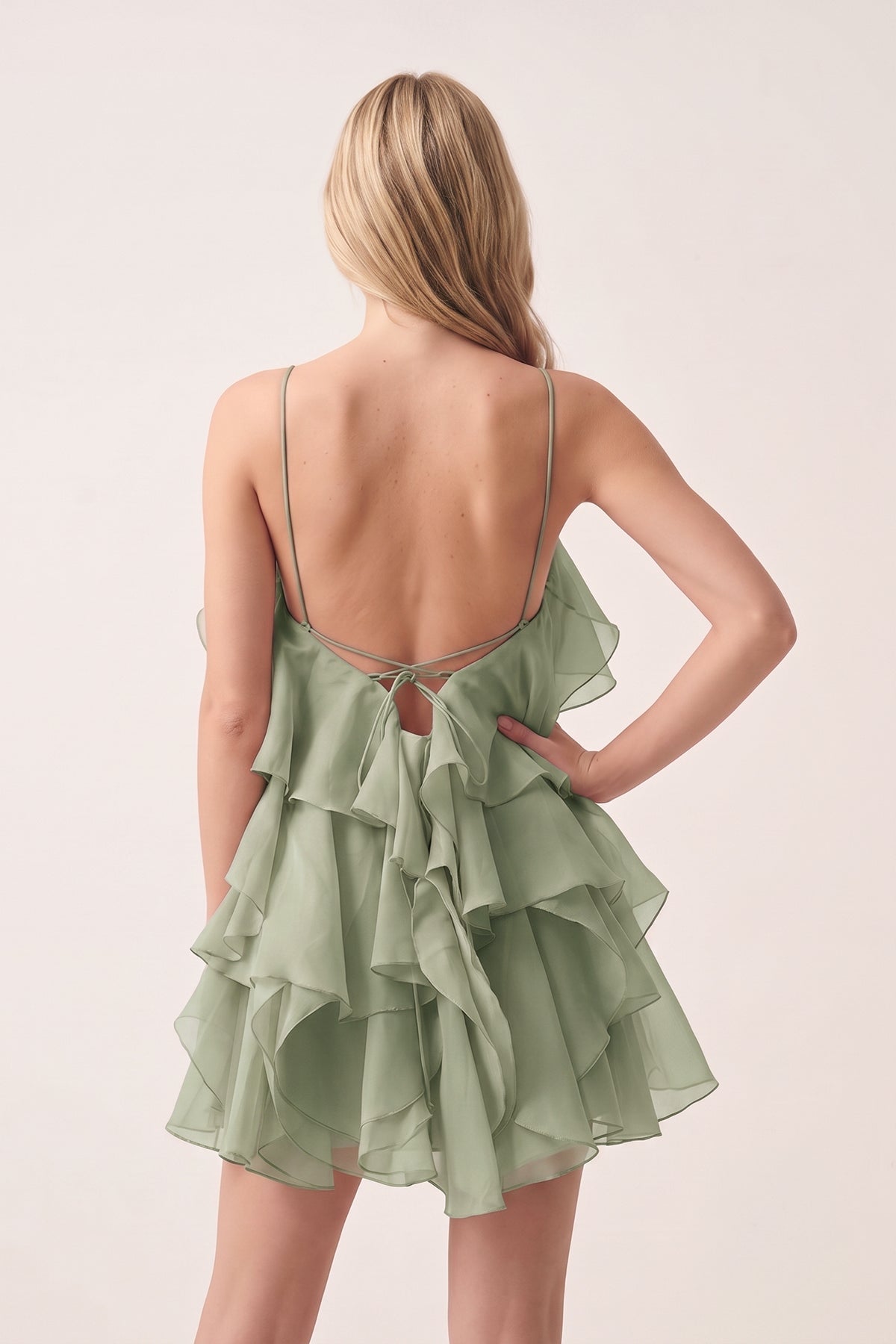 Coral Pink Ruffled Chiffon Halter Asymmetrical A-Line Wedding Guest Dress - Curvevia