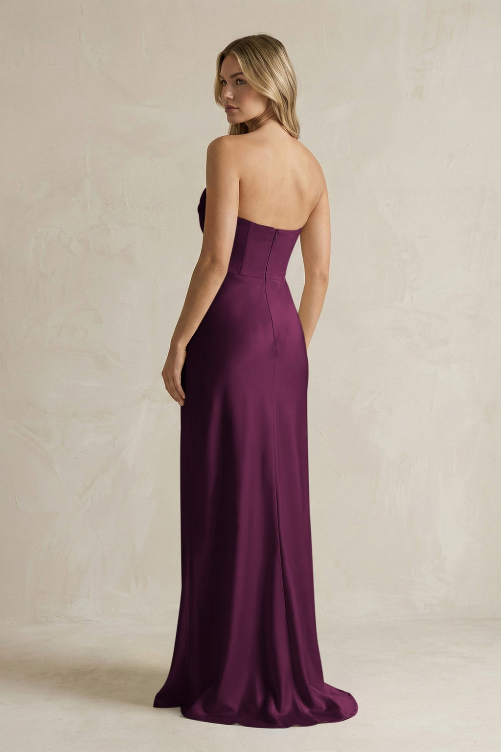 Cowl Neck Sheath Corset Bridesmaid Dress in Sangria - Curvevia