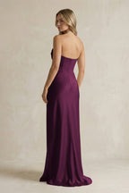 Cowl Neck Sheath Corset Bridesmaid Dress in Sangria - Curvevia