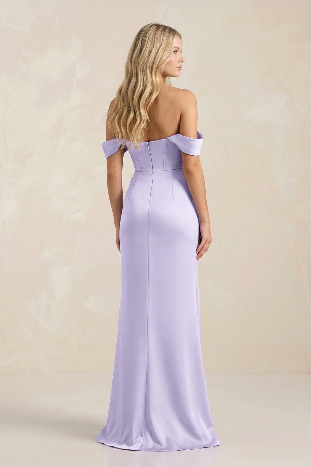 Cowl Neck Sheath Satin Bridesmaid Dress With Detachable Sleeves in Lavender - Curvevia