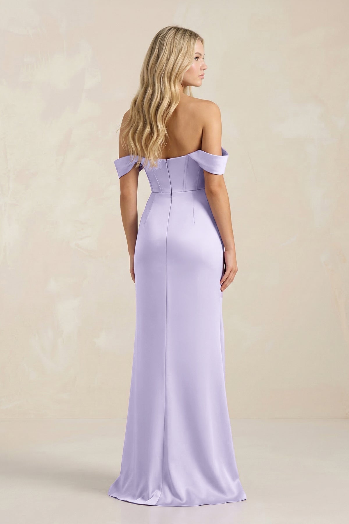 Cowl Neck Sheath Satin Bridesmaid Dress With Detachable Sleeves in Lavender - Curvevia