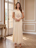 Butter Tulle Sheath V-Neck Back Zip Floor-Length Dress with Ruched Detailing - Curvevia