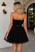 Cute A Line Strapless Black Short Homecoming Dress - Curvevia