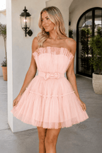 Cute A Line Strapless Black Short Homecoming Dress - Curvevia