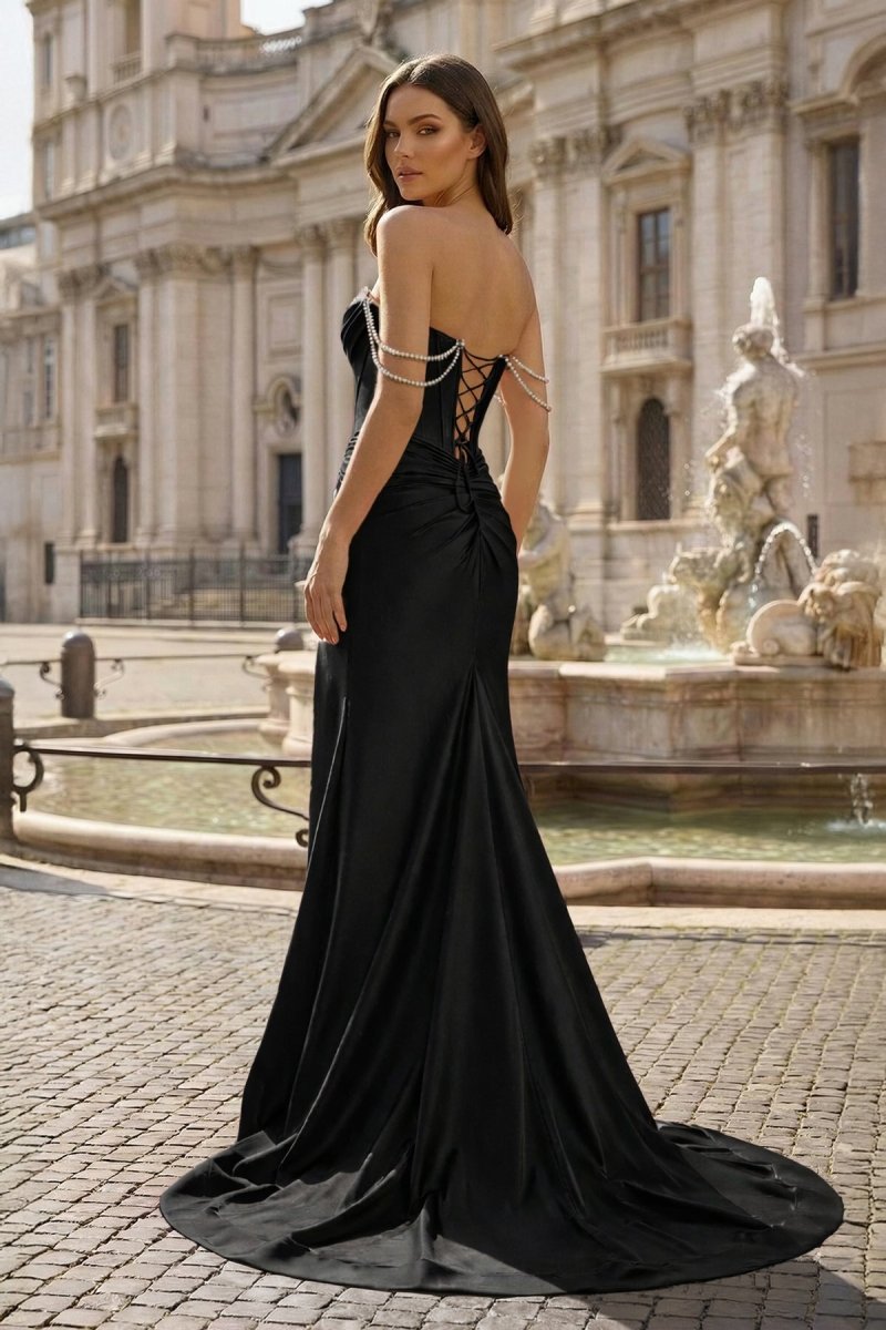 Fuchsia Off The Shoulder Satin Pleated Mermaid Evening Dress With Beading - Curvevia