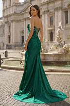 Fuchsia Off The Shoulder Satin Pleated Mermaid Evening Dress With Beading - Curvevia