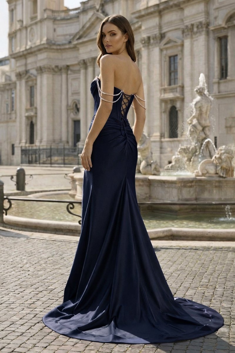 Fuchsia Off The Shoulder Satin Pleated Mermaid Evening Dress With Beading - Curvevia