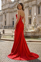 Fuchsia Off The Shoulder Satin Pleated Mermaid Evening Dress With Beading - Curvevia