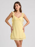 Daffodil Chiffon A-Line V-Neck Backless Short Dress with Ruffles - Curvevia