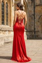 Green Sheer Appliques Satin Mermaid Long Evening Dress - Curvevia