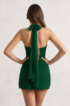 Yellow Halter Sheath Satin Chiffon Homecoming Dress - Curvevia