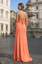 Sweetheart Orange Mermaid Long Party Dress with Slit - Curvevia