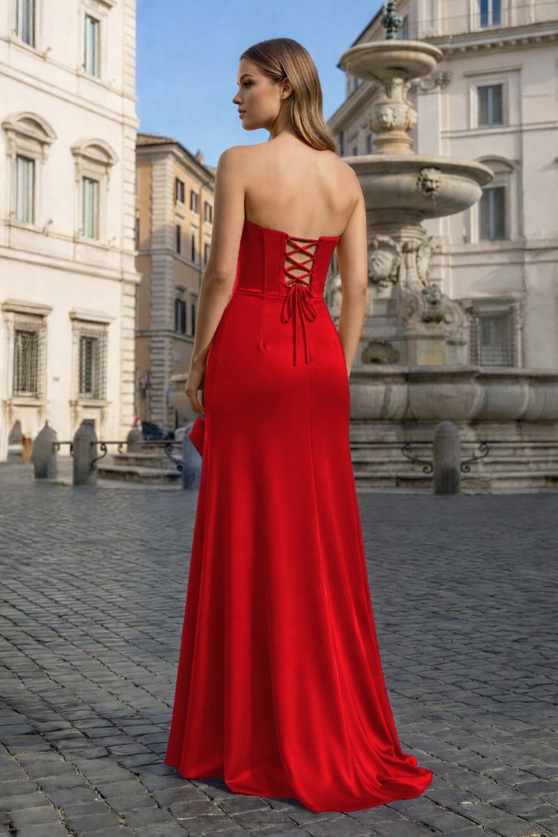 Sweetheart Orange Mermaid Long Party Dress with Slit - Curvevia