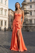 Sweetheart Orange Mermaid Long Party Dress with Slit - Curvevia