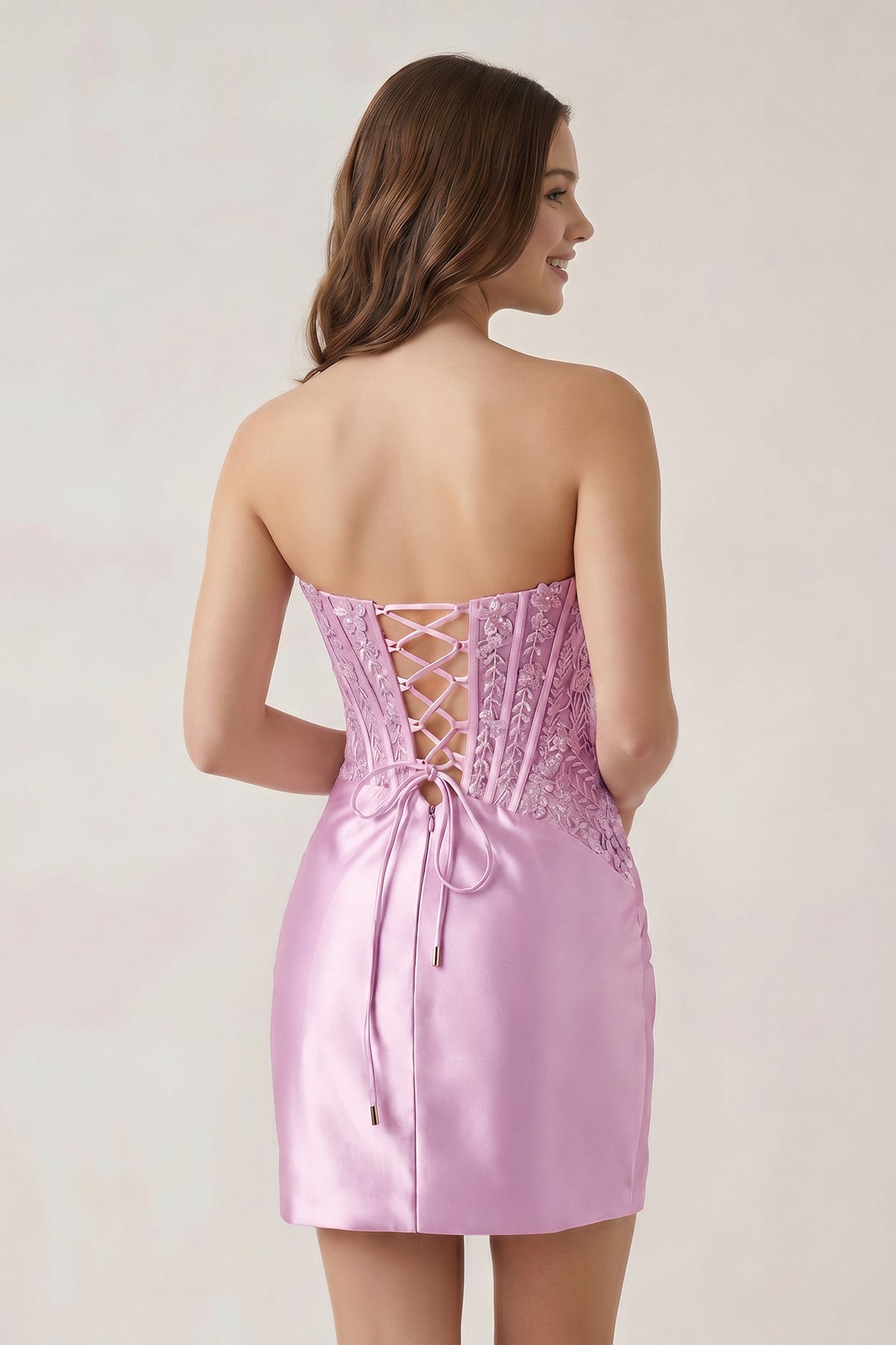 Navy Blue Strapless Bodycon Satin Pleated Short Homecoming & Cocktail Dresses With Beading - Curvevia