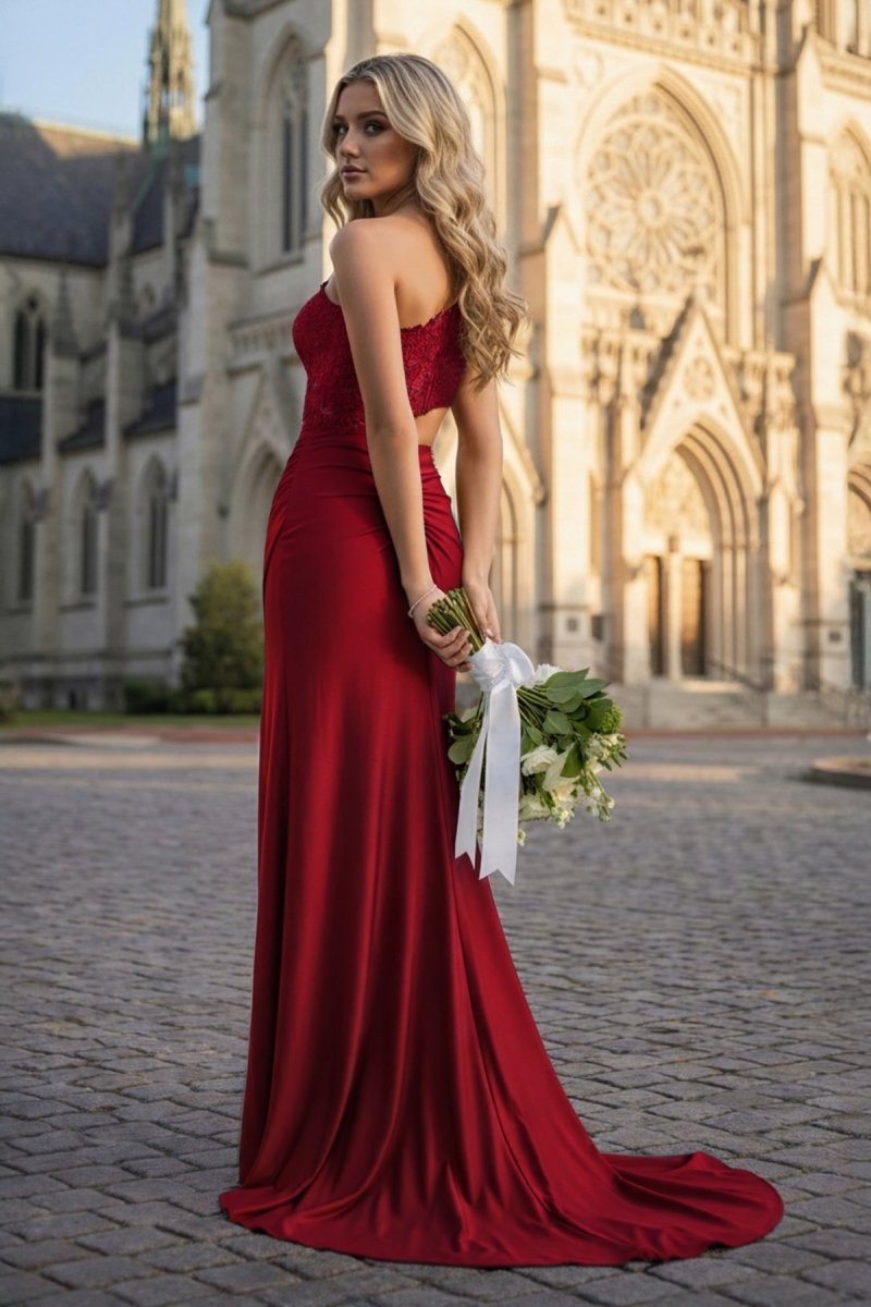 Royal Blue - One Shoulder Sheath Lace Appliqued Evening Dress With Cutout - Curvevia