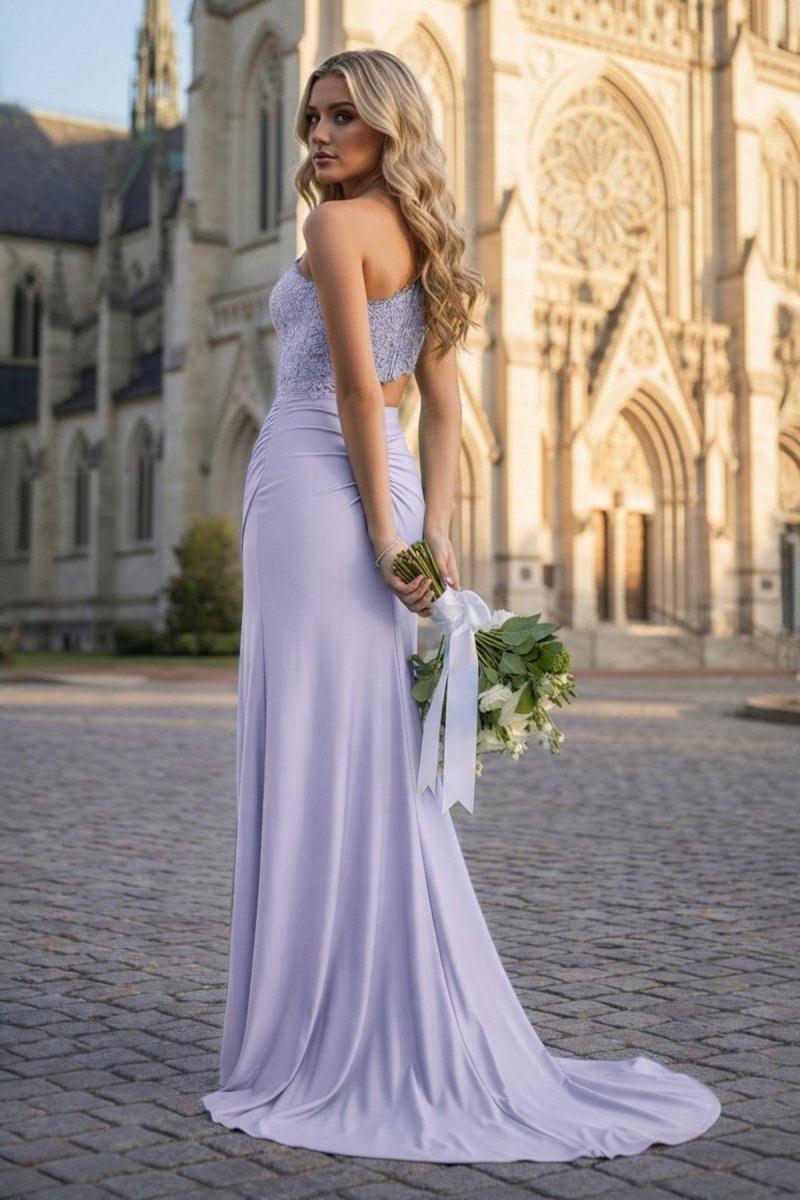 Royal Blue - One Shoulder Sheath Lace Appliqued Evening Dress With Cutout - Curvevia