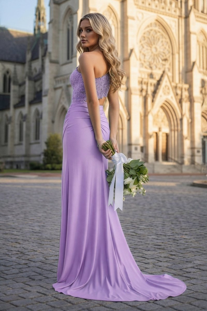 Royal Blue - One Shoulder Sheath Lace Appliqued Evening Dress With Cutout - Curvevia