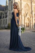 Royal Blue - One Shoulder Sheath Lace Appliqued Evening Dress With Cutout - Curvevia