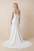 Simple Mermaid Square Neck Satin Wedding Dresses - Curvevia
