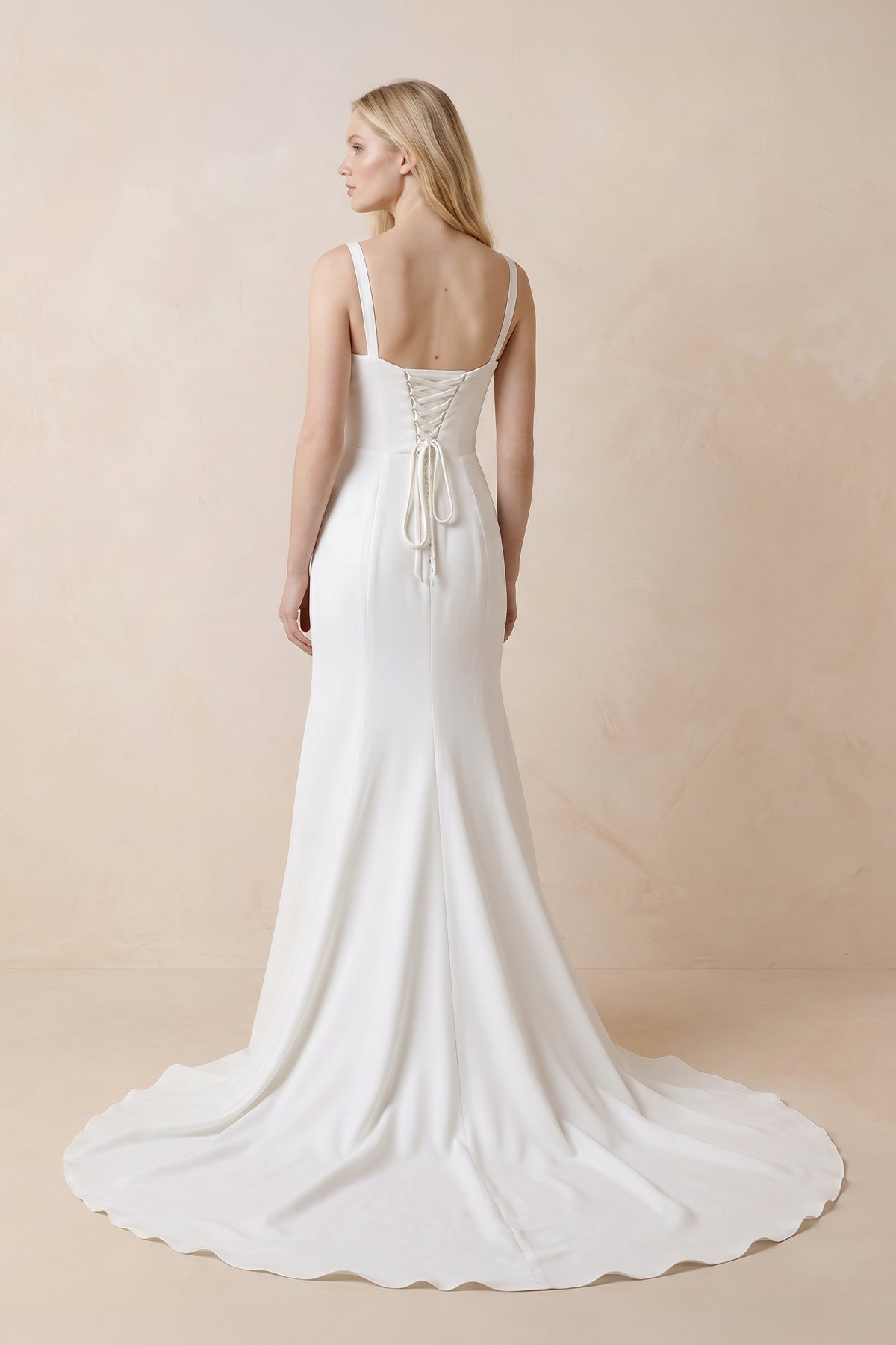 Simple Mermaid Square Neck Satin Wedding Dresses - Curvevia
