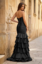 Mermaid Sweetheart Satin Ruffle Long Evening Dress With Split - Curvevia