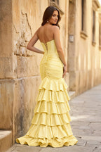 Mermaid Sweetheart Satin Ruffle Long Evening Dress With Split - Curvevia