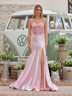 Mermaid Sweetheart Lace Satin Black Evening Dress with Slit - Curvevia