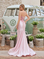 Mermaid Sweetheart Lace Satin Black Evening Dress with Slit - Curvevia