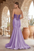Mermaid Sweetheart Lace Satin Black Evening Dress with Slit - Curvevia
