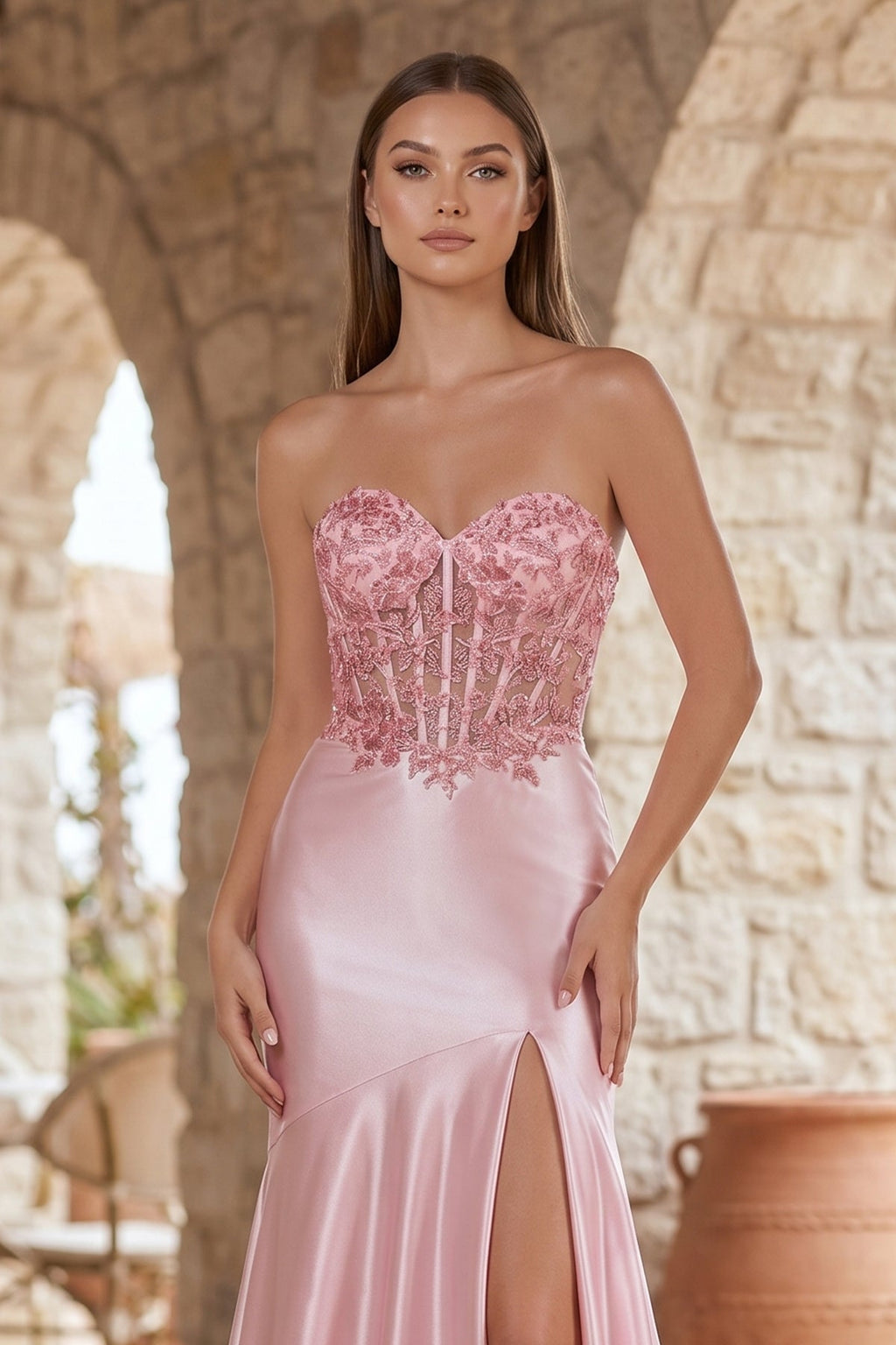 Mermaid Sweetheart Lace Satin Black Evening Dress with Slit - Curvevia