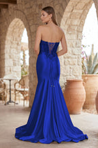Mermaid Sweetheart Lace Satin Black Evening Dress with Slit - Curvevia