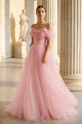 Princess Off the Shoulder Embroidering Tulle Sage Ball Gown - Curvevia