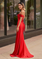 Mermaid Satin Long Prom Dress with Slit - Curvevia