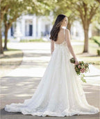 Gorgeous Scoop Neck Open Back Lace Wedding Dresses - Curvevia