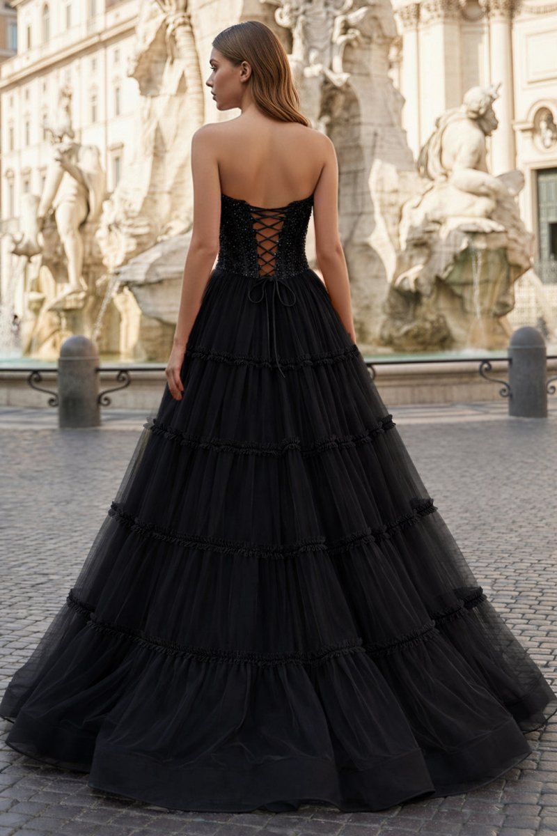 Sweetheart Fuchsia Beaded Ruffles Tulle Mother of the Bride Dress - Curvevia