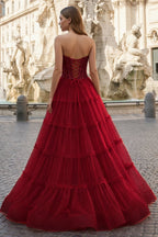 Sweetheart Fuchsia Beaded Ruffles Tulle Mother of the Bride Dress - Curvevia