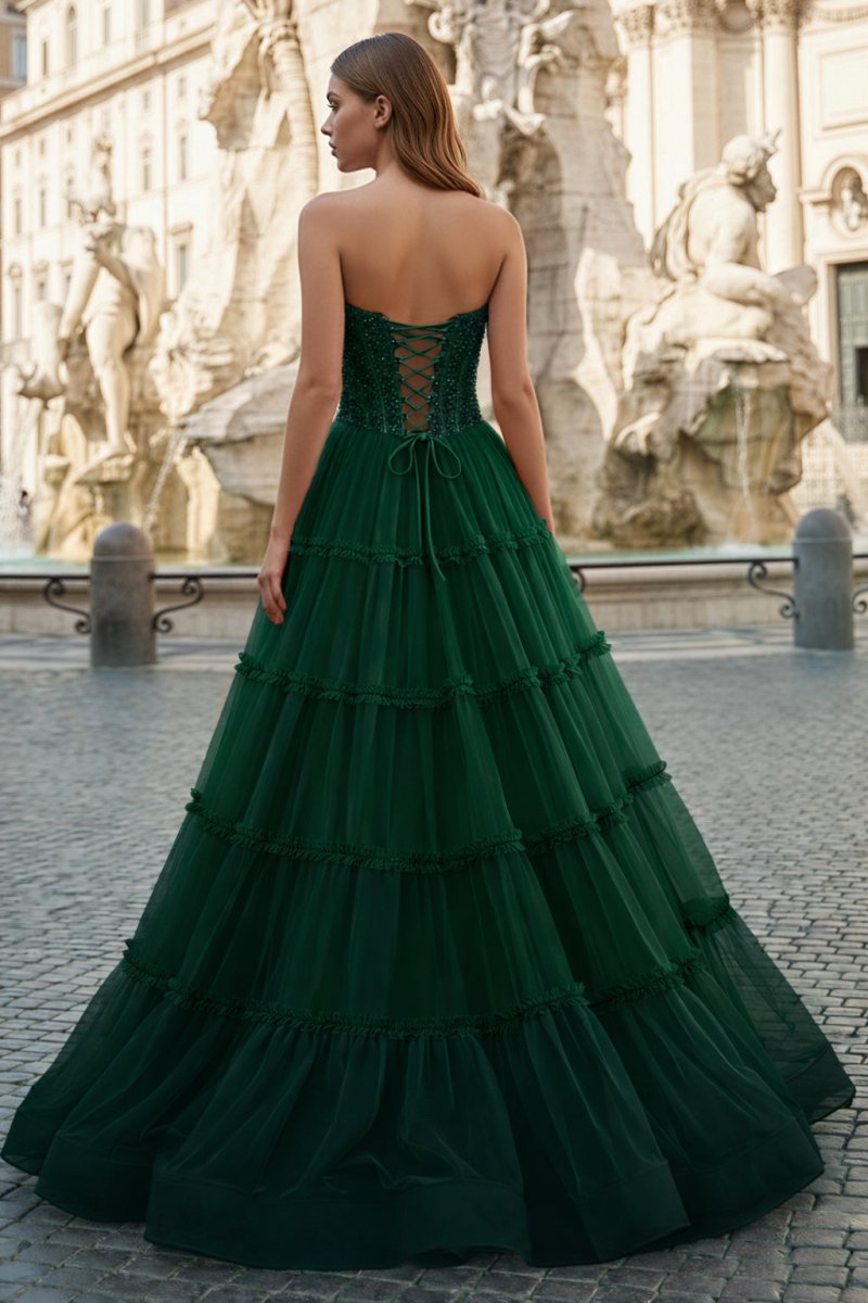 Sweetheart Fuchsia Beaded Ruffles Tulle Mother of the Bride Dress - Curvevia