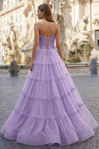 Sweetheart Fuchsia Beaded Ruffles Tulle Mother of the Bride Dress - Curvevia