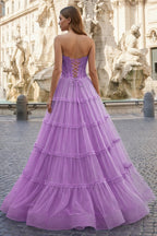 Sweetheart Fuchsia Beaded Ruffles Tulle Mother of the Bride Dress - Curvevia