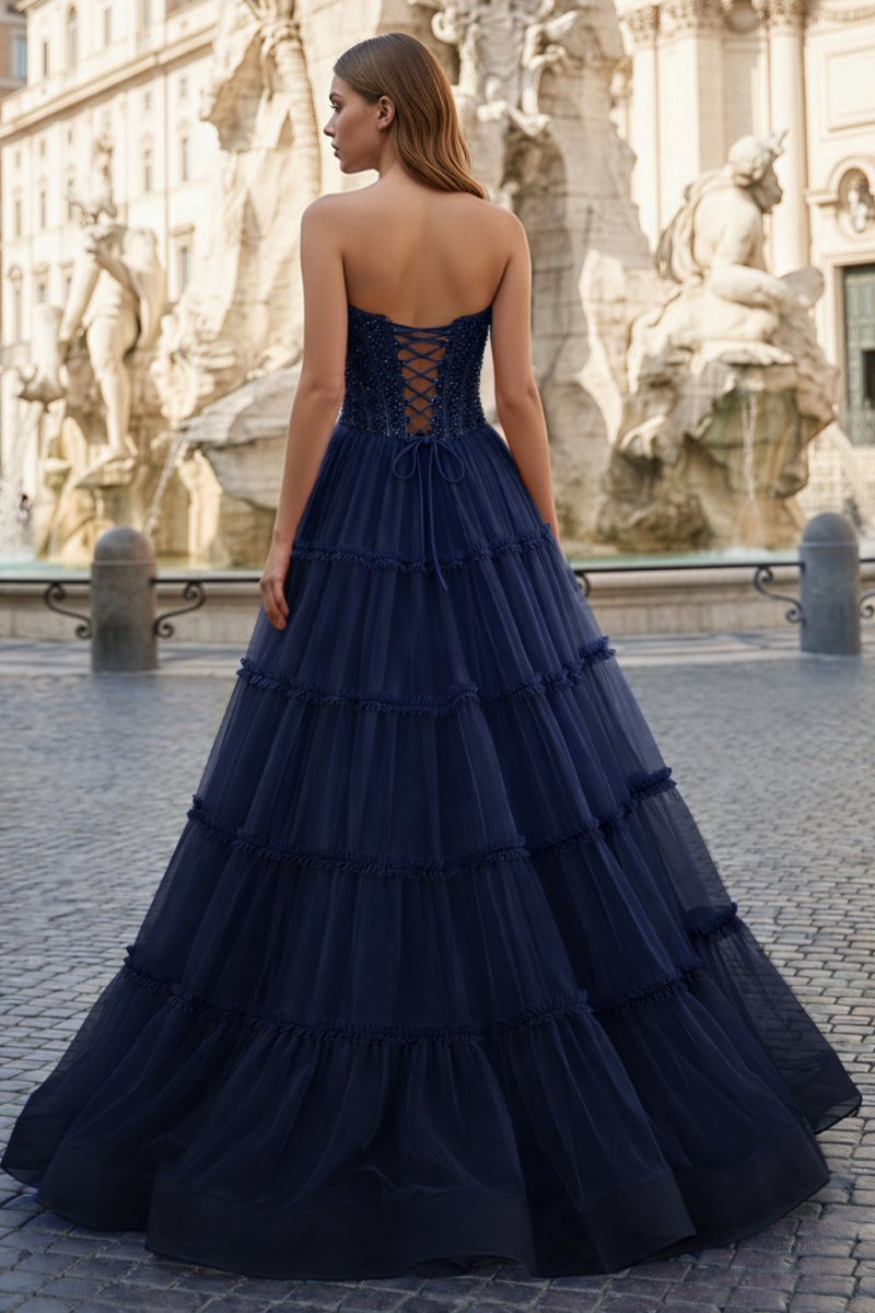Sweetheart Fuchsia Beaded Ruffles Tulle Mother of the Bride Dress - Curvevia