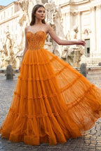 Sweetheart Fuchsia Beaded Ruffles Tulle Mother of the Bride Dress - Curvevia